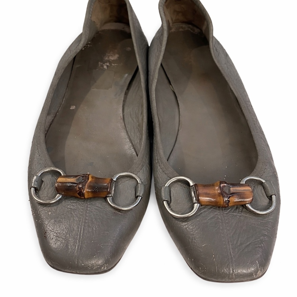 Gucci Gray Bamboo & Silver Ballet Flats "As Is"